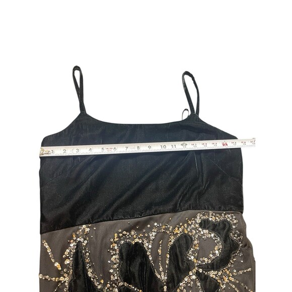 VTG Y2K Adrianna Papell Black Beaded Dress Velvet Burnout Mesh Formal Dress 12 - Picture 11 of 16